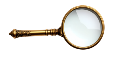 Vintage ornate golden magnifying glass
