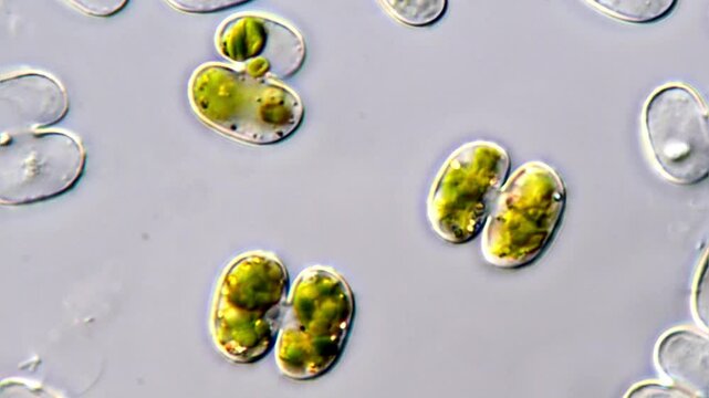 Micro Algae, Cosmarium algae under microscope 