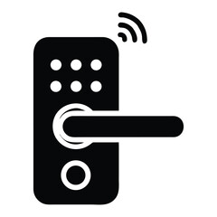 Smart lock icon black and white vector illustration for security systems