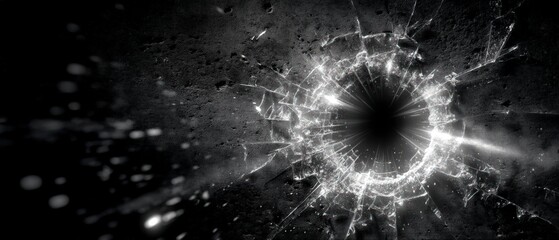 Dramatic Shattered Concrete Wall  Dark Hole  Cinematic Lighting  High Resolution Texture