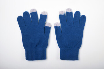 construction blue gloves on a white background
