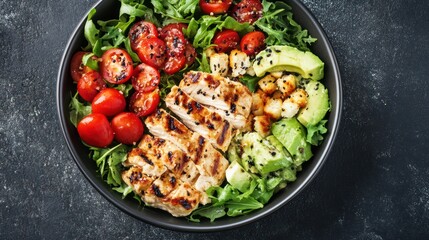 Delicious and Healthy Salad Bowl with Grilled Chicken for a Nutritious Meal