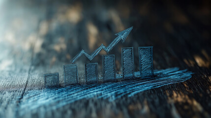 Blue financial chart on blackboard showing real estate market growth concept
