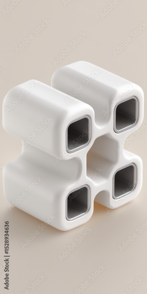 Poster abstract white geometric shape modern 3d render minimalist design square tubes interio