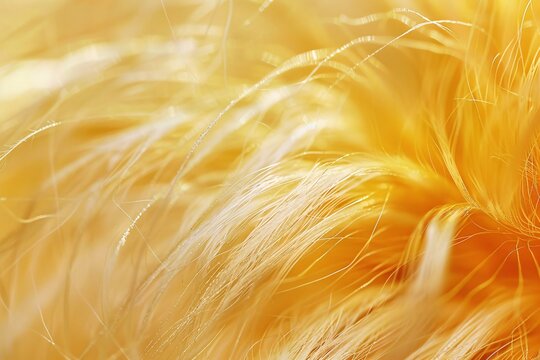 Close-up of soft, fluffy yellow fibers creating a warm and inviting texture.