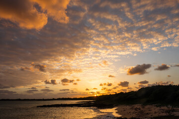 宮古島の夕陽と海