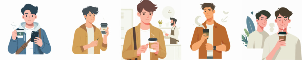 vector character holding coffee