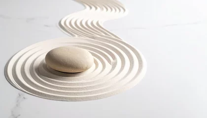 Papier peint photo Beige Serene Zen Garden Design with Smooth Stone and Sand.  © ruangrit19