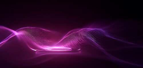 magenta wireless charger concept with dynamic laser flow abstract sci-fi grid light scene clean product design