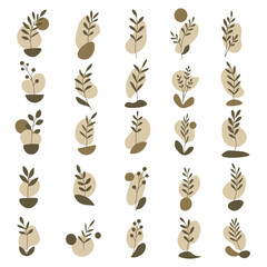 Earth Tone Abstract Botanical Set – Modern Leaf And Blob Elements