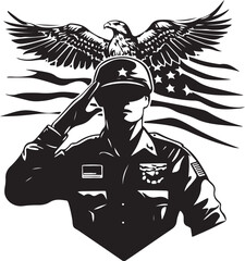 Military Soldier with Service Dog and USA Flag – Veteran Support Silhouette SVG

