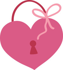 Cute Pink Heart Lock with Ribbon Bow