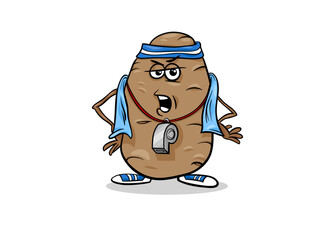 Mascot Potato Character Ready for Sports and Fitness Activities