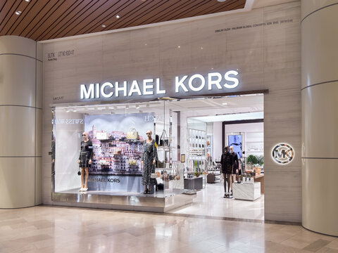 Michael kors store displays luxury fashion in penang, malaysia shopping mall on april 25, 2025