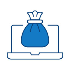 Laptop Blue Line Editable Stroke Icon. PC, Computer Functions, Settings, Technology, Security, Shopping, Wallet, Marketing, Promotion, Communication Collection Vector Illustration.