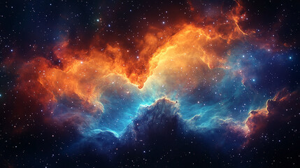 Deep Space Nebula with Vibrant Colors and Bright Stars