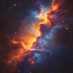 Colorful Nebula with Vibrant Starry Background