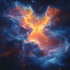 Spectacular Cosmic Nebula with Bright Stars and Vivid Colors