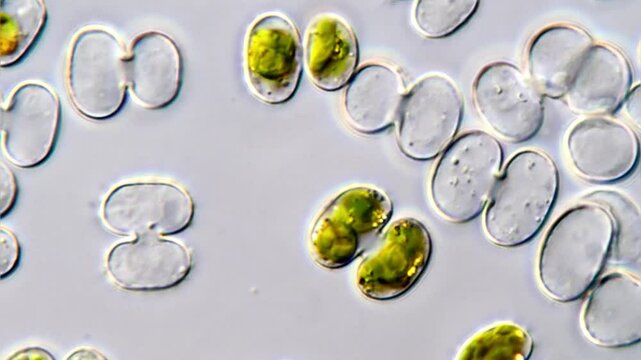 Micro Algae under microscope, Cosmarium algae 