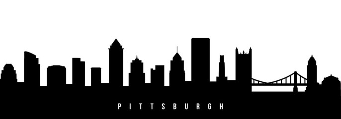 Vector silhouette illustration of Pittsburgh City urban skyline. Modern minimalist cityscape graphic, perfect for travel, banners or backgrounds.