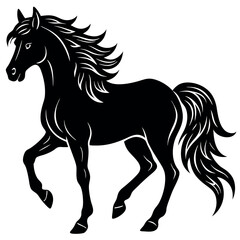 Obraz premium Black horse silhouette vector illustration .
