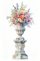 Elegant floral arrangement on pedestal