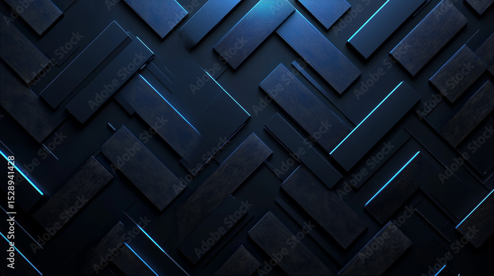 Poster modern blue arrow pattern on a dark backdrop, creating a stylish and tech-inspired geometric design