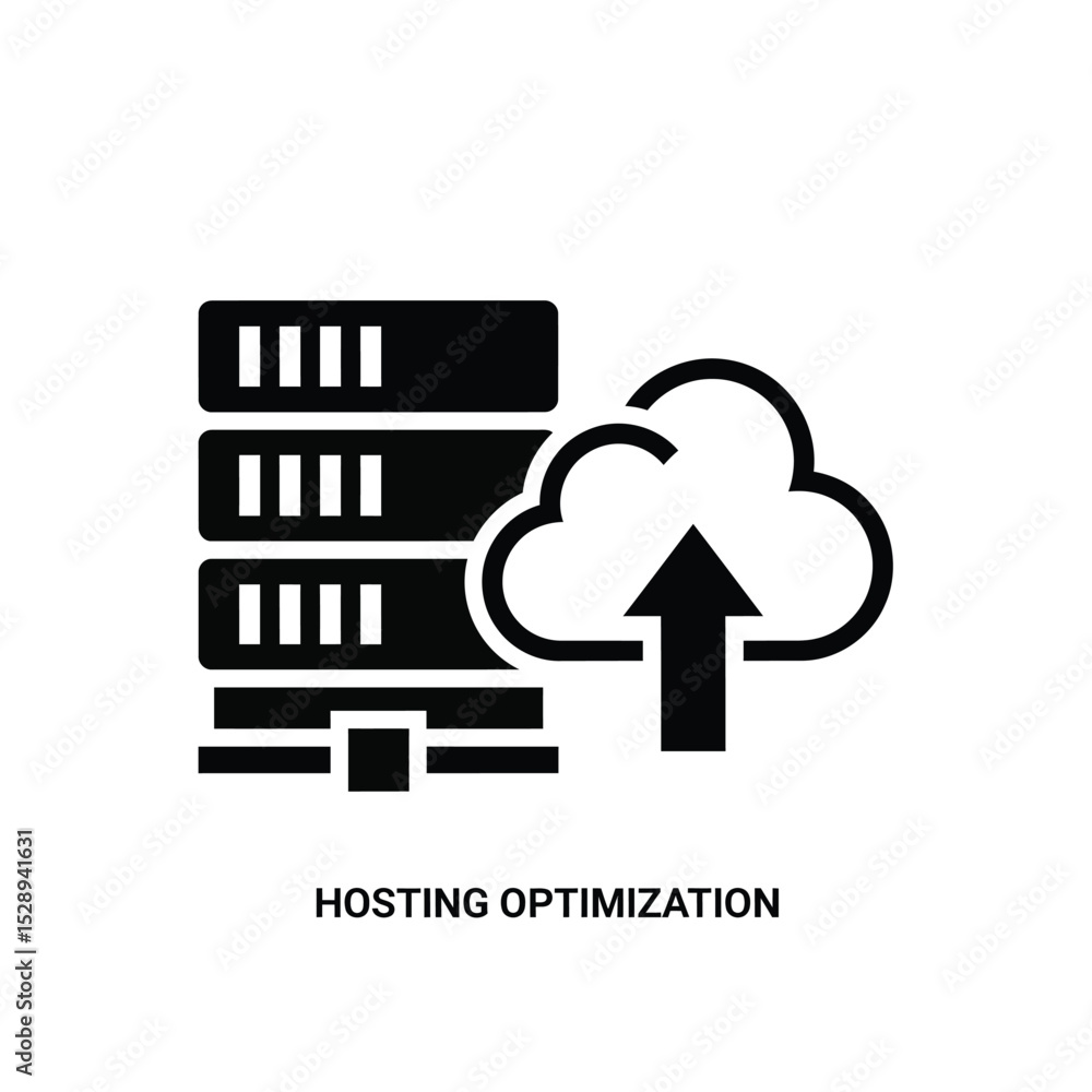 Poster server data upload to cloud hosting optimization icon