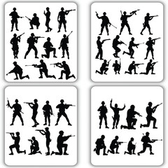 Military Soldier Silhouette Set  make tags and tittle adobe stock
