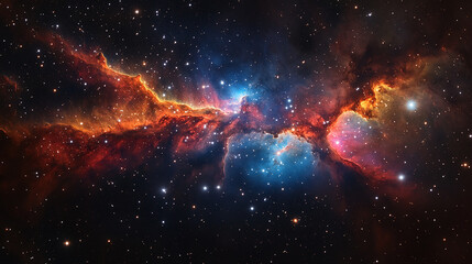 Vivid Space Nebulae and Sparkling Stars in the Depths of the Universe