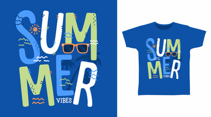 Summer vibes hand drawn typography vector, ready for print on t-shirt and other uses.