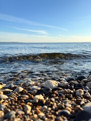Stone bank of the reservoir