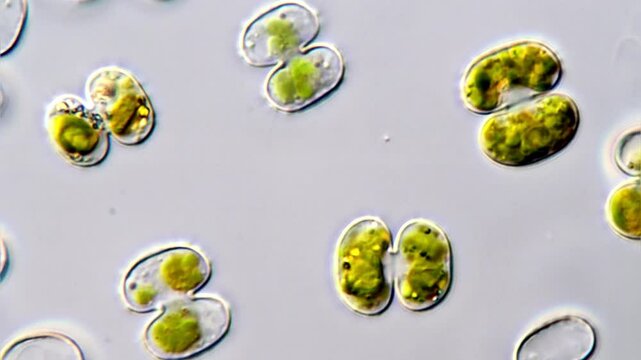 Cosmarium algae under microscopy view 1000x 
