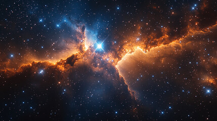 Cosmic Nebula with Vibrant Stars and Galactic Clouds