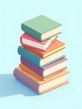 Stack of colorful books in isometric style, education and learning illustration