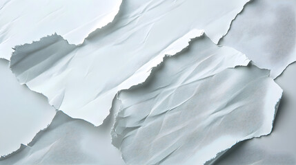 Crisp and clean lined paper sheets isolated with precise torn edges and subtle texture detailing. Realistic fiber texture visible upon close inspection.