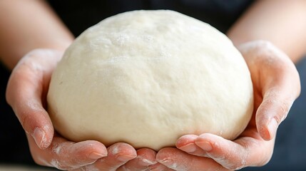 Close-up capture hands holding dough, preparing for artisan bread baking