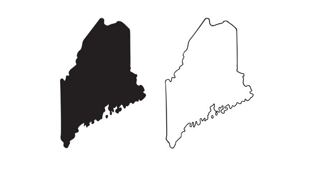 Maryland state map with black silhouette and outline on white background