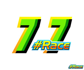 Vector race number 77 with green color and text race in white background
