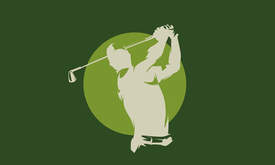 Golf club logo. isolated vector illustration, golfer silhouette, front view
