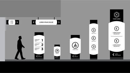 Exterior and interior signage template set corporate identity