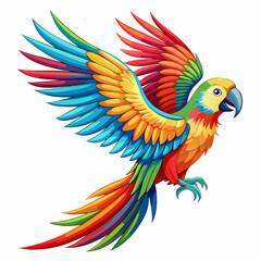 Fototapeta premium Colorful flying parrot on a white background 