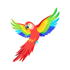 Obraz premium Colorful flying parrot on a white background 