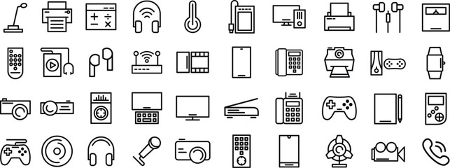 Technology and Electronic Devices Outline Icon Set, device, gadget, line icon