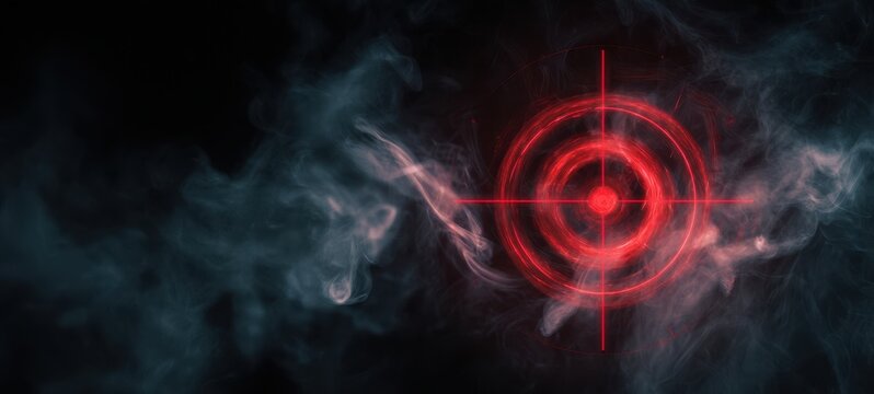 The Red Target Mark with Smoke Background Enhancing the Focused Aim