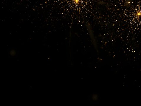 Abstract black background with golden textured accents