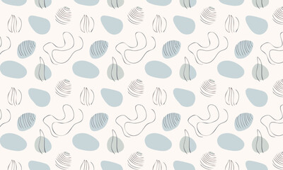 Elegant minimalist seamless pattern with abstract line art