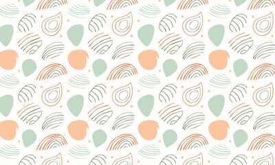 	Hand-drawn abstract seamless pattern with botanical and textured doodles