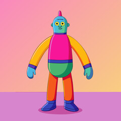 Friendly colorful robot cartoon character illustration