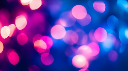 Abstract bokeh background with vibrant pink and blue light circles effect